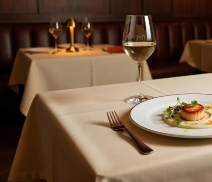 Elegánsan megterített éttermi asztal a Belvárospont gasztronómiai kínálatával.
